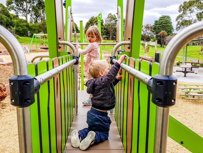 Child playing at Sheahans Reserve Nature Playground