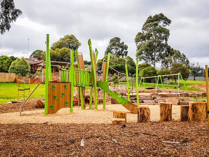 Nature themed play unit at Sheahans Reserve Nature Playground