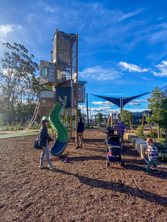 Kanopé Tower - Curved slide at Bingara Gorge Park Playground